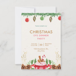 Groene en rode Waterverf kerst Kaart