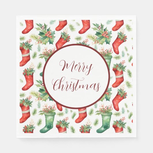 groene en rode Waterverf kousen Servet (Voorkant)