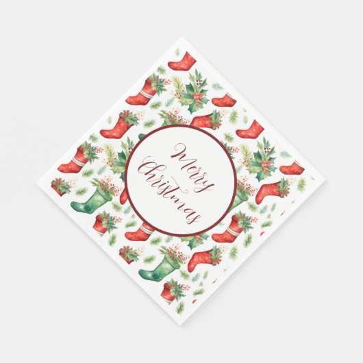 groene en rode Waterverf kousen Servet (Hoek)