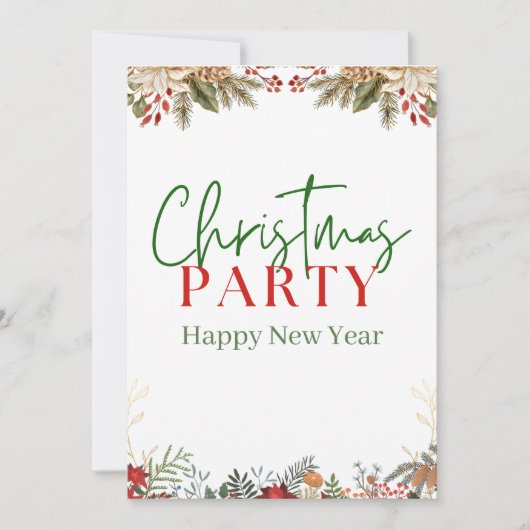 Groene en rode Waterverf Vrolijk kerstfeest Feestdagenkaart (Voorkant)
