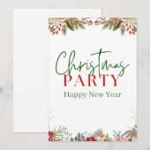 Groene en rode Waterverf Vrolijk kerstfeest Feestdagenkaart (Voorkant / Achterkant)