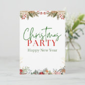 Groene en rode Waterverf Vrolijk kerstfeest Feestdagenkaart (Staand voorkant)