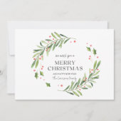 Groene en Rode Waterverf Vrolijke Kerstmis Kaart (Voorkant)