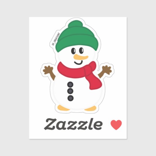 Groene en Rode Winter Sneeuwman Sticker (Vel)