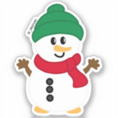 Groene en Rode Winter Sneeuwman Sticker (Voorkant)