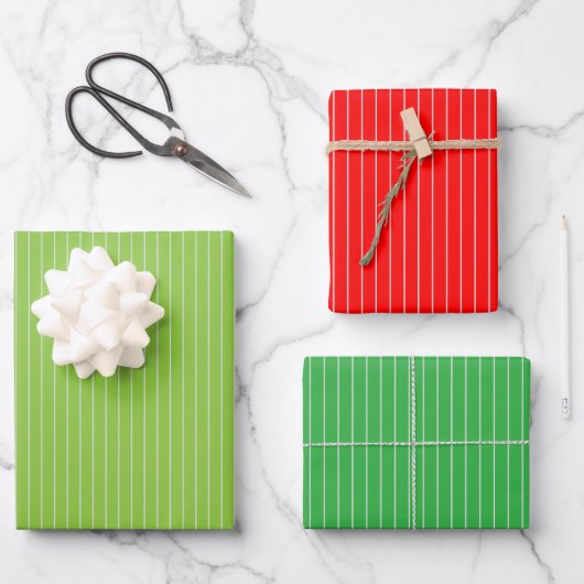 Groene en rode witte tinten kerstpatronen inpakpapier vel (Voorkant)