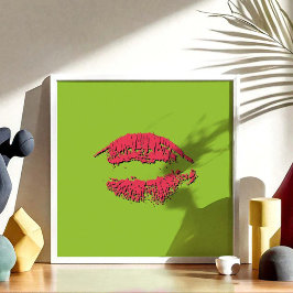 Groene en Rode Zoenende Lippen Poster