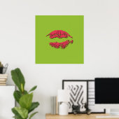 Groene en Rode Zoenende Lippen Poster (Thuiskantoor)