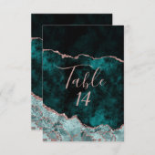 Groene en Roos gouden bruidetabelnummers Kaart (Voorkant / Achterkant)