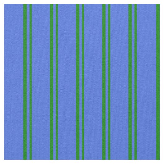 Groene en Royal Blue Lines Stof (Close Up)