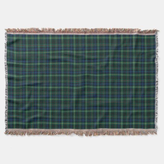 Groene en Royal Blue Stewart Clan Hunting Plaid Deken (Voorkant)