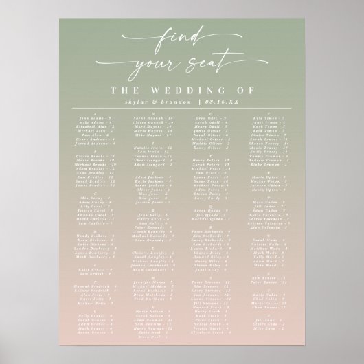 Groene en roze alfabetische stemkaart poster (Voorkant)