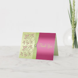 Groene en roze bedankkaart