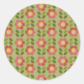 Groene en Roze Bloem Sticker - Bloom & Stick (Voorkant)