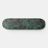 Groene en Roze Bloemen Patroon Skateboard (Horizontaal)