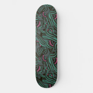 Groene en Roze Bloemen Patroon Skateboard