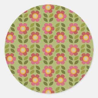 Groene en Roze Bloemen Sticker - Bloom & Stick