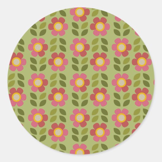Groene en Roze Bloemen Sticker - Bloom & Stick (Voorkant)