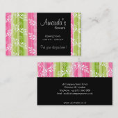 Groene en roze bloemen & strepen Visitekaartje (Voorkant / Achterkant)