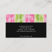 Groene en roze bloemen & strepen Visitekaartje (Achterkant)