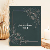 Groene en roze bloemenrand 2025 aangepaste naam planner