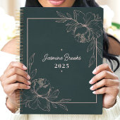 Groene en Roze Bloemenrand 2025 Custom Name Planner