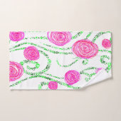 Groene en Roze Bloemenwijnstokken Handdoek (Handdoek)