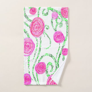Groene en Roze Bloemenwijnstokken Handdoek