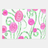 Groene en Roze Bloemenwijnstokken Inpakpapier Vel (Voorkant 2)