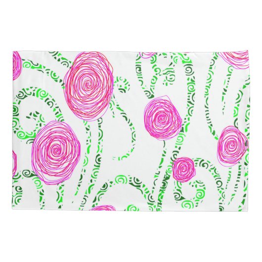 Groene en Roze Bloemenwijnstokken Kussensloop (Achterkant)