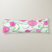 Groene en Roze Bloemenwijnstokken Lichaamskussen (Achterkant)