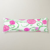 Groene en Roze Bloemenwijnstokken Lichaamskussen (Voorkant)