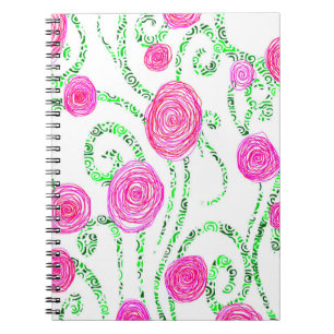 Groene en Roze Bloemenwijnstokken Notitieboek