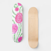Groene en Roze Bloemenwijnstokken Persoonlijk Skateboard (Voorkant)