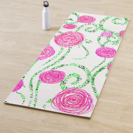 Groene en Roze Bloemenwijnstokken Yogamat