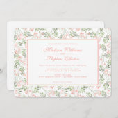 Groene en roze botanische Waterverf - bruiloft Kaart (Voorkant / Achterkant)
