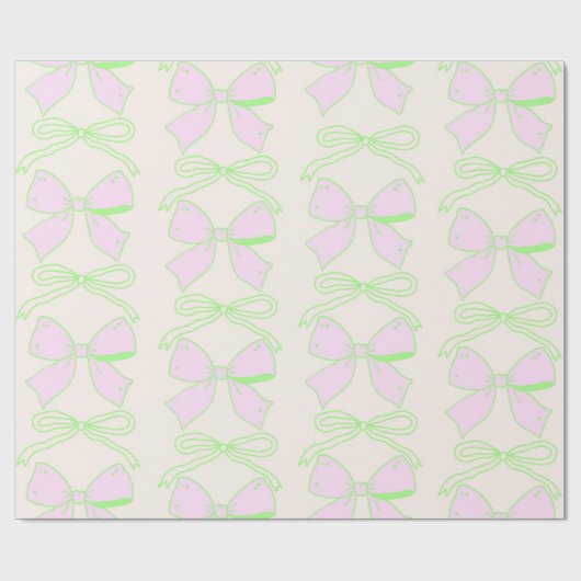 Groene en Roze Bow Coquette Esthetische Coquette B Cadeaupapier (Vlak)
