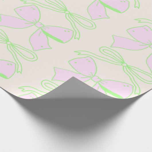 Groene en Roze Bow Coquette Esthetische Coquette B Cadeaupapier (Hoek)