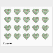 Groene en roze bruiloft Deal Light Floral Hart Sticker (Vel)