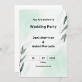 Groene en roze bruiloft kaart (Voorkant / Achterkant)