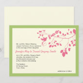 Groene en roze bruiloft nodigt Tortelduifjes uit Kaart (Voorkant / Achterkant)