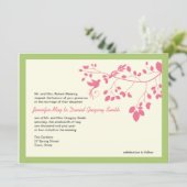 Groene en roze bruiloft nodigt Tortelduifjes uit Kaart (Staand voorkant)