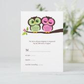 Groene en Roze bruiloft RSVP Kaartje (Staand voorkant)