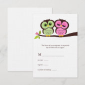 Groene en Roze bruiloft RSVP Kaartje (Voorkant / Achterkant)