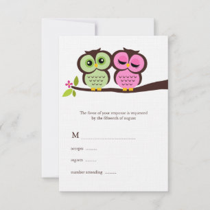 Groene en Roze bruiloft RSVP Kaartje
