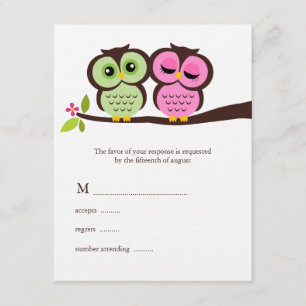 Groene en Roze bruiloft RSVP Kaartje