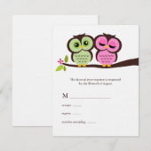 Groene en Roze bruiloft RSVP Kaartje (Voorkant / Achterkant)