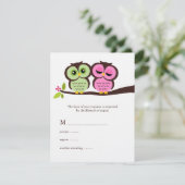 Groene en Roze bruiloft RSVP Kaartje (Staand voorkant)