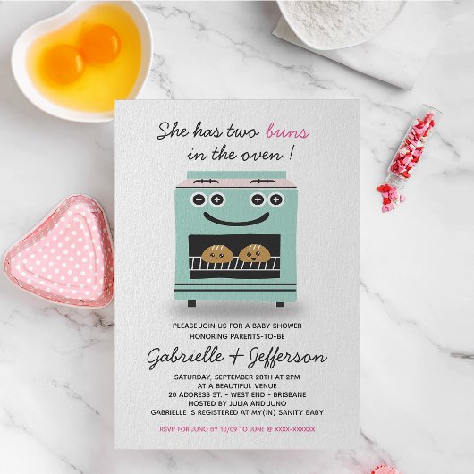 Groene en roze Buns in het Baby shower van de Oven Kaart