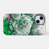 Groene en Roze Cactus Succulent iPhone 15 Case (Achterkant horizontaal)